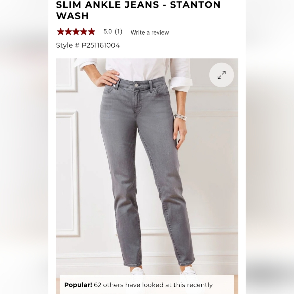 Talbots Slim Ankle Jeans Stanton Wash - Picture 3 of 6